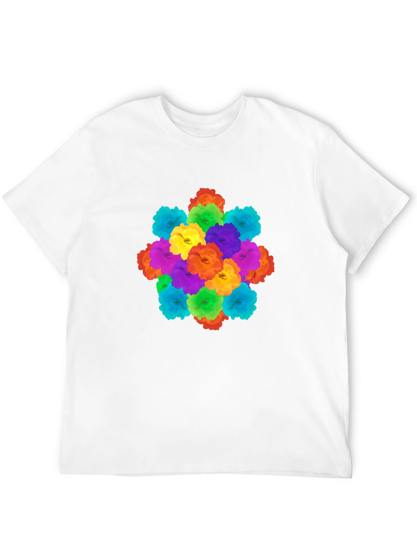 Vibrant Floral Print Black T-Shirt