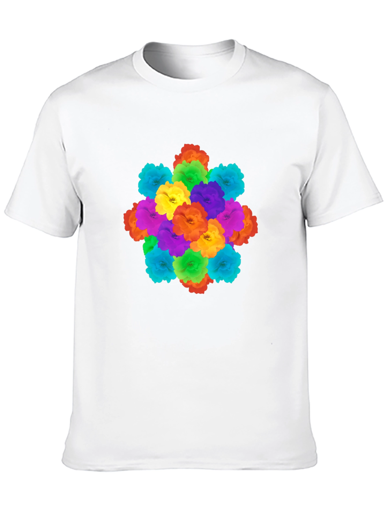Vibrant Floral Print Black T-Shirt