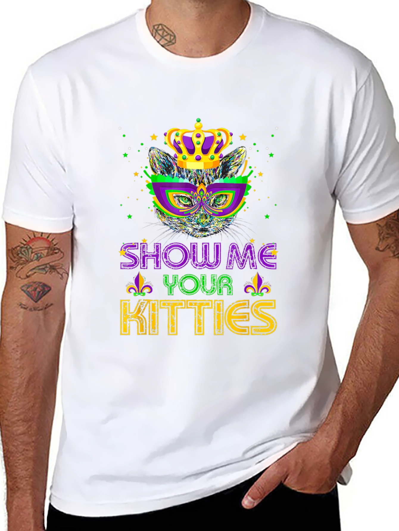 Mardi Gras Cat Tee - Show Me Your Kitties