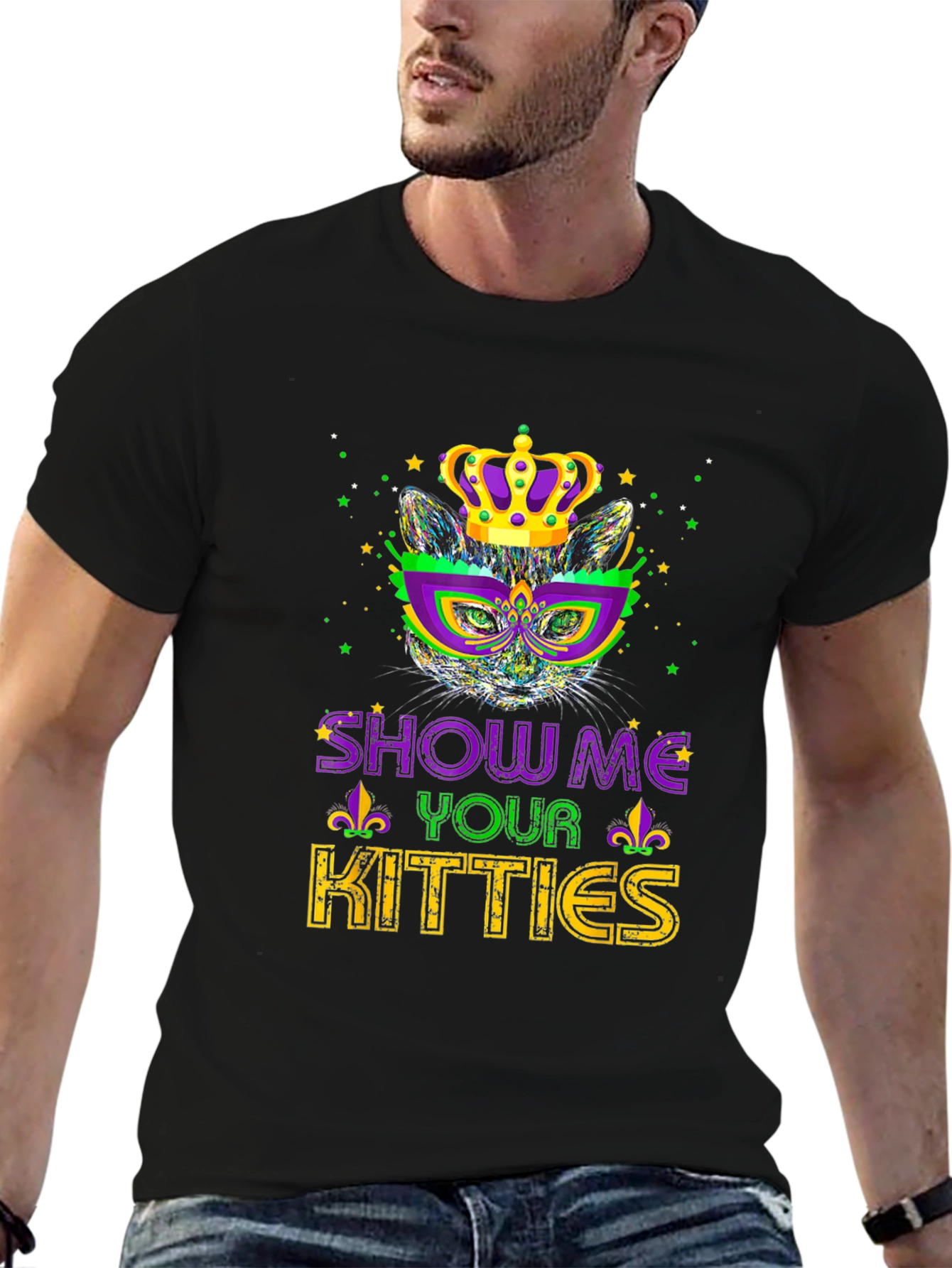 Mardi Gras Cat Tee - Show Me Your Kitties