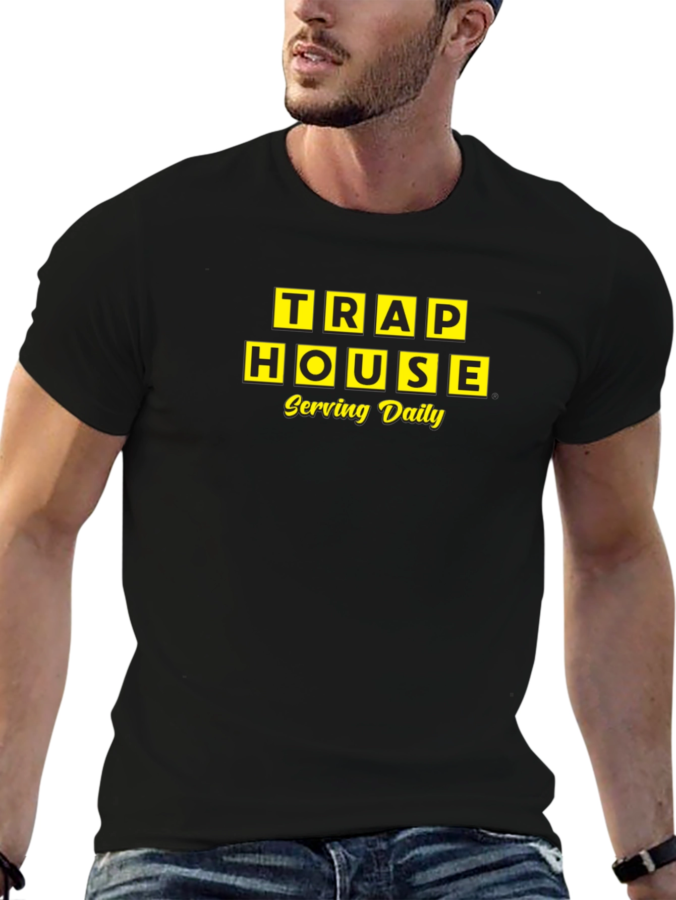 Trap House Serving Daily Black T-Shirt