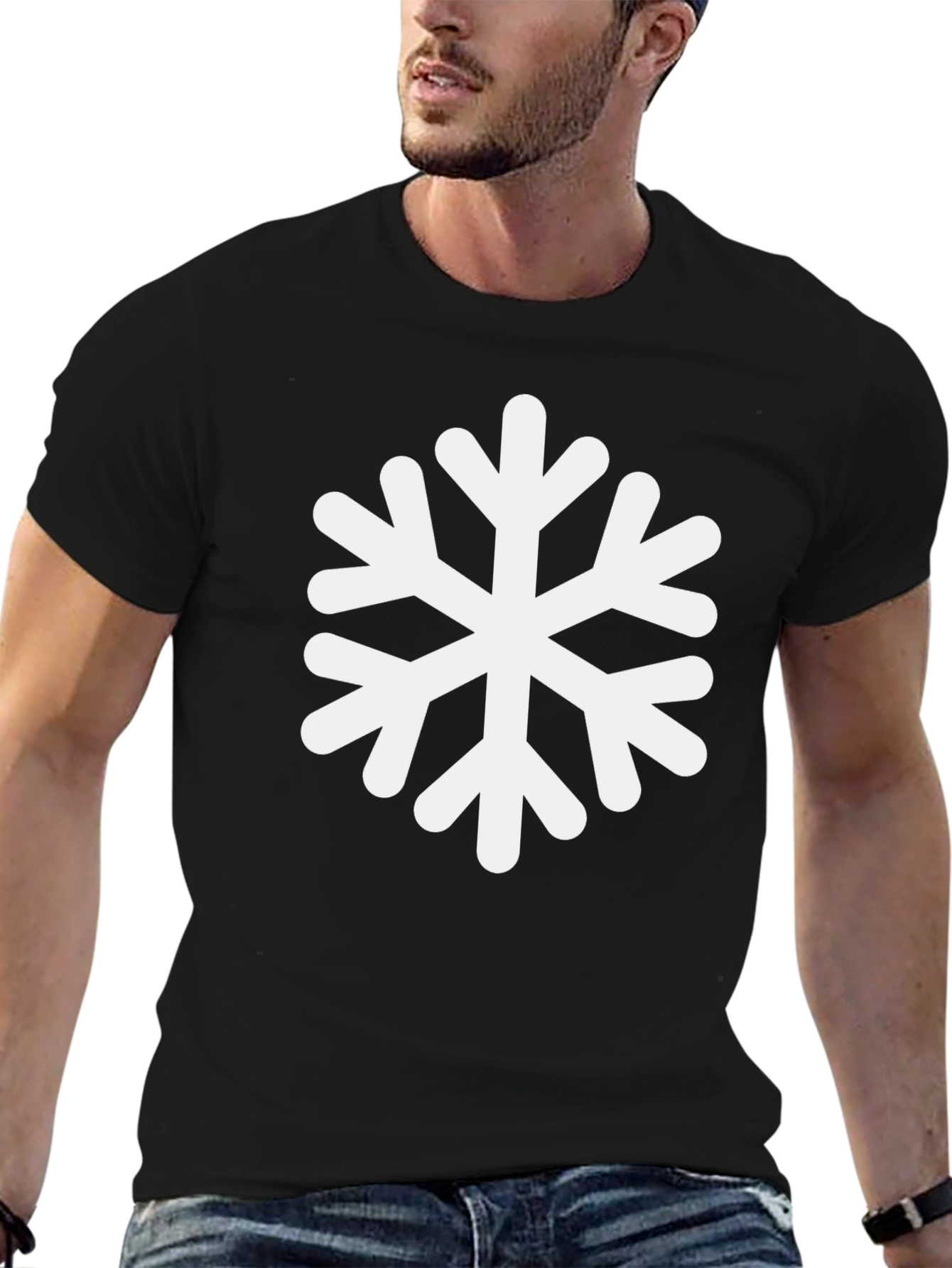 Snowflake Graphic Black T-Shirt - Winter Holiday Tee