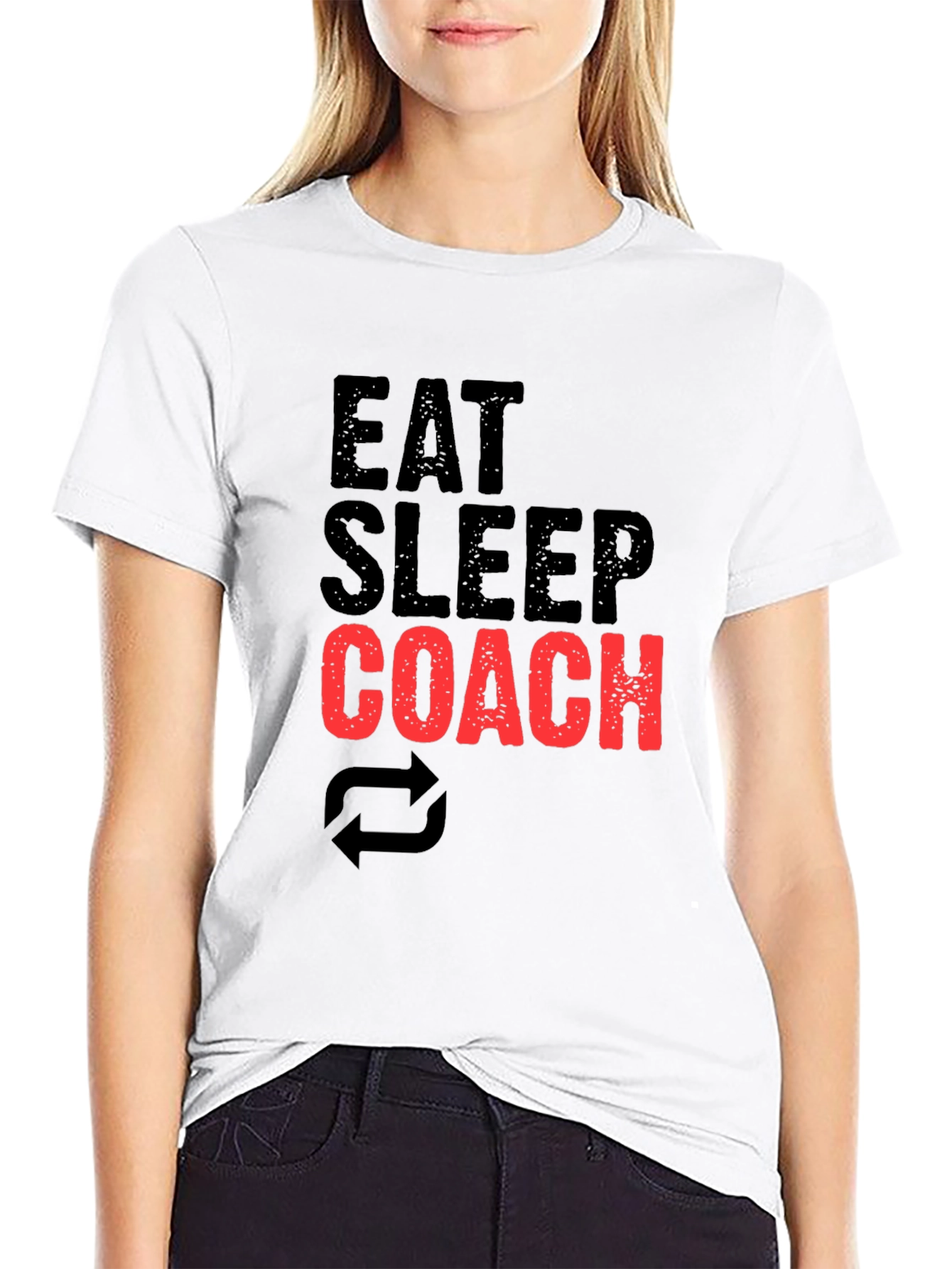 Eat Sleep Coach Black Graphic T-Shirt