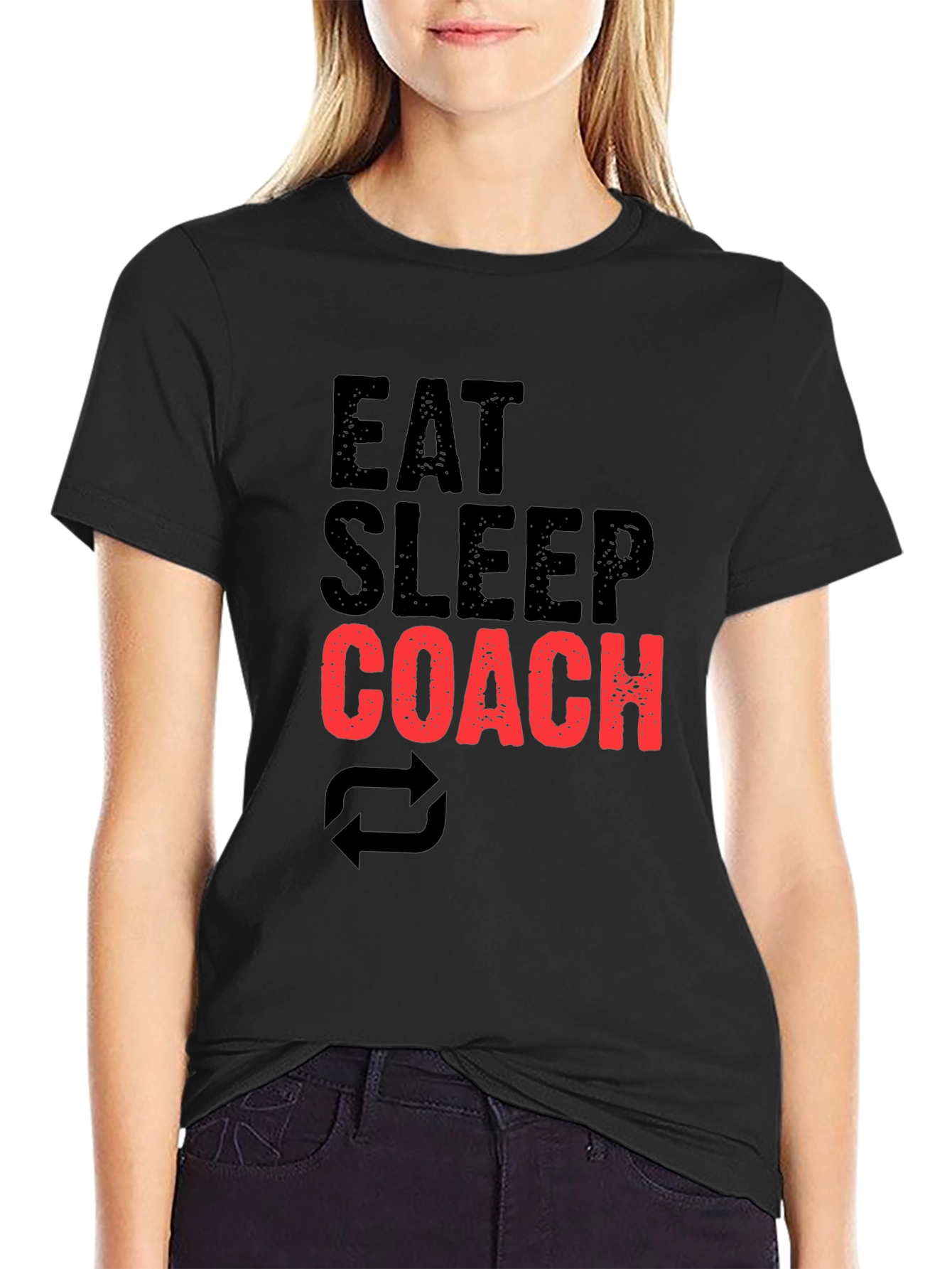 Eat Sleep Coach Black Graphic T-Shirt