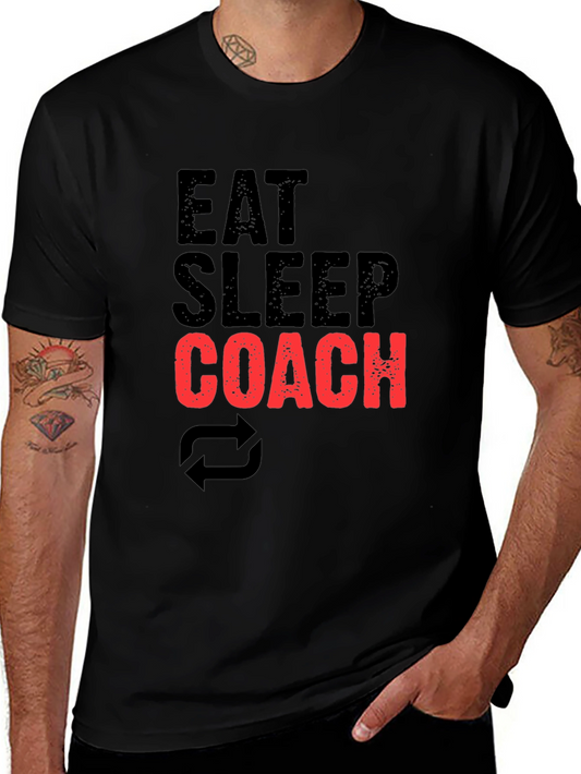 Eat Sleep Coach Black Graphic T-Shirt