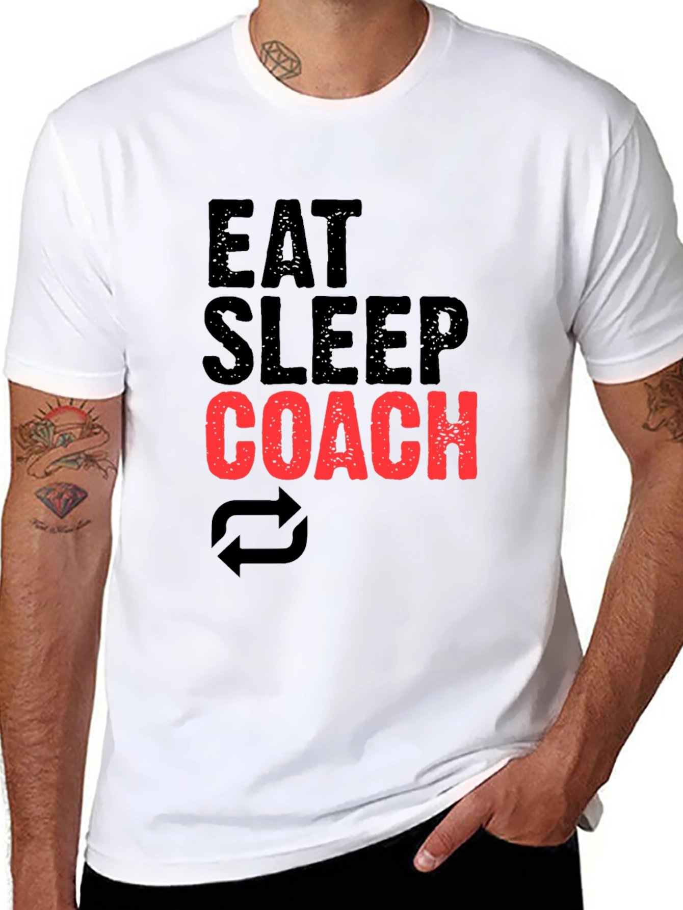 Eat Sleep Coach Black Graphic T-Shirt