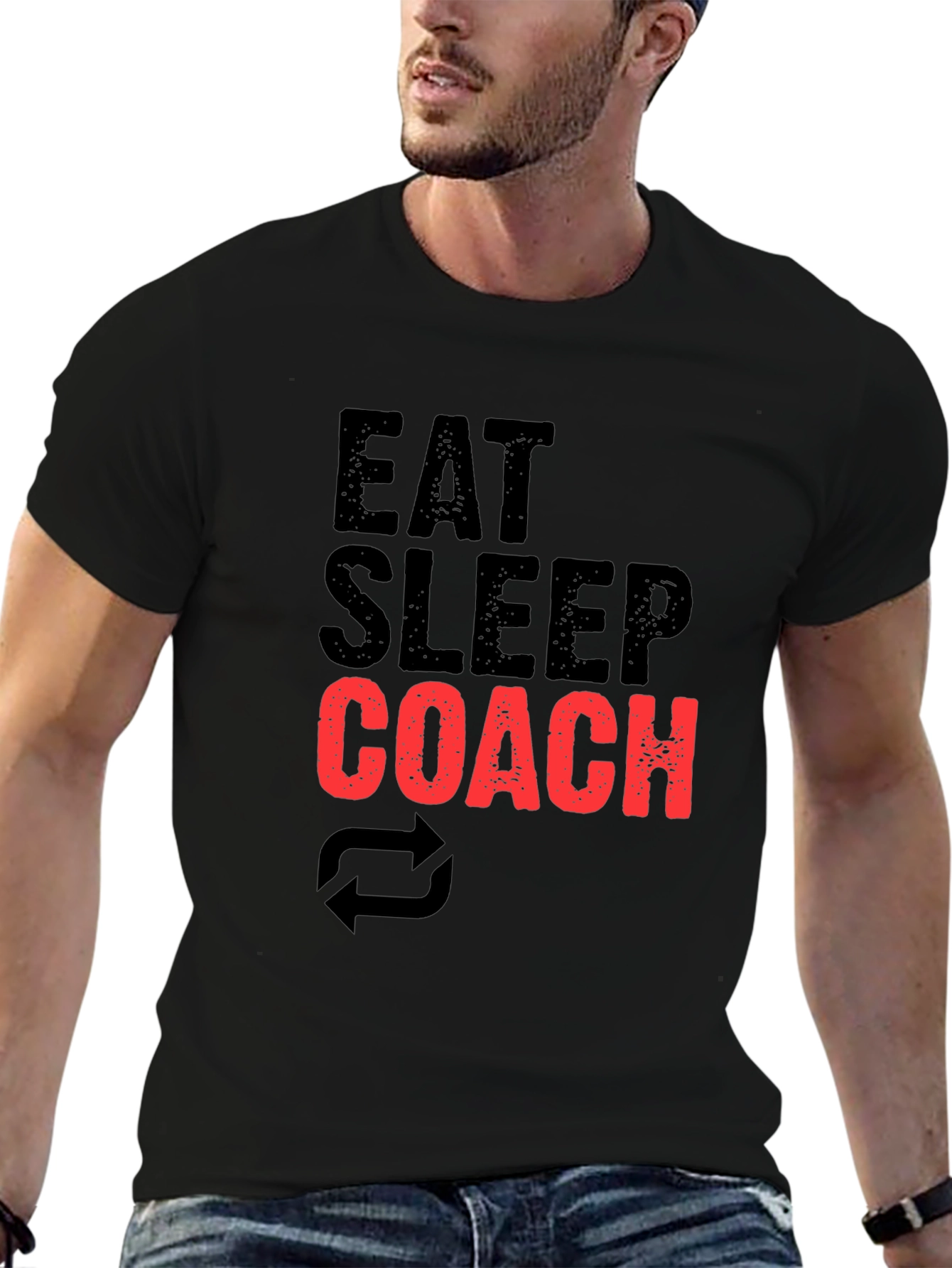Eat Sleep Coach Black Graphic T-Shirt