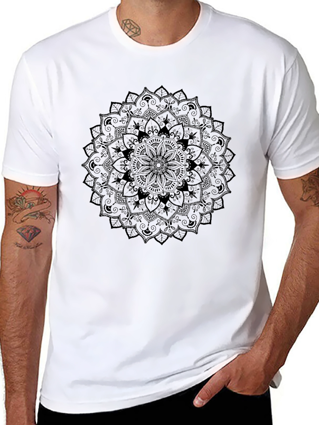 Black Mandala Graphic Tee - Relaxed Fit