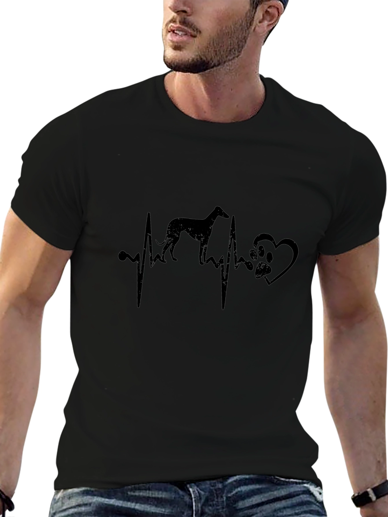 Dog Breed Heartbeat T-Shirt - Black