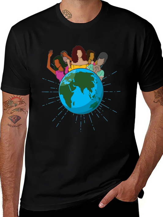 Global Unity Tee - Earth & Diverse Women Graphic T-Shirt
