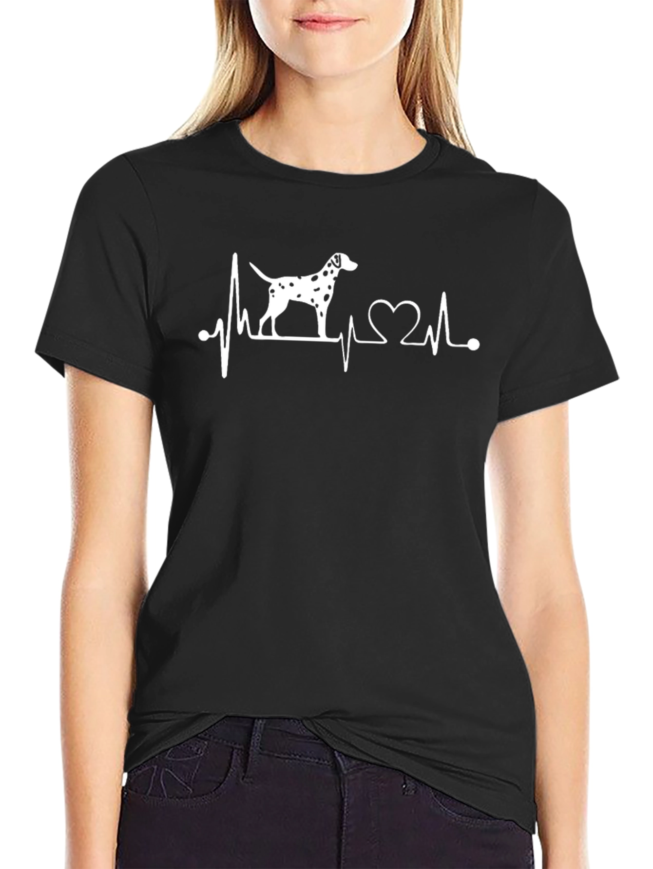 Dog Lover Heartbeat T-Shirt - Dalmatian Design