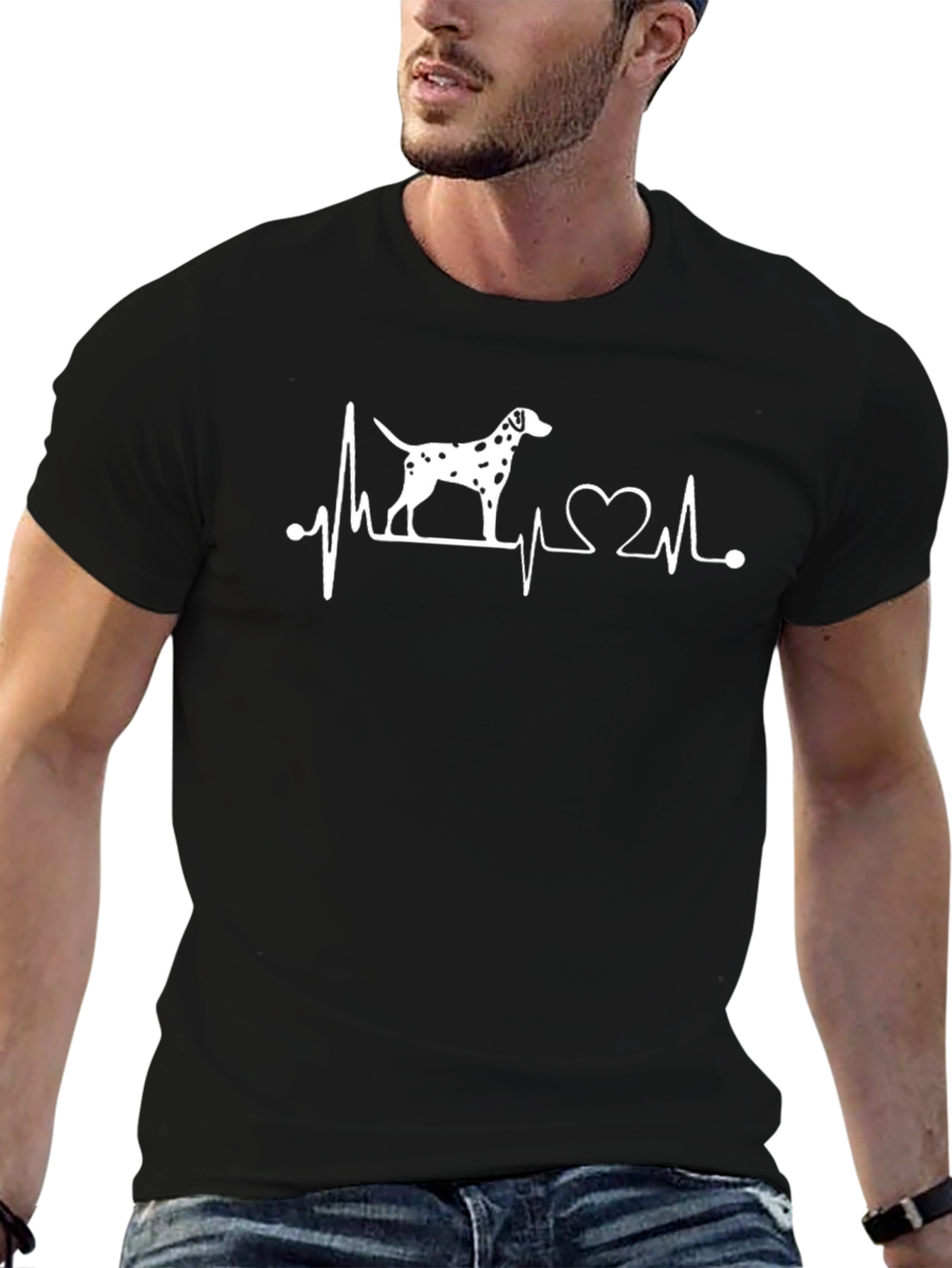 Dog Lover Heartbeat T-Shirt - Dalmatian Design