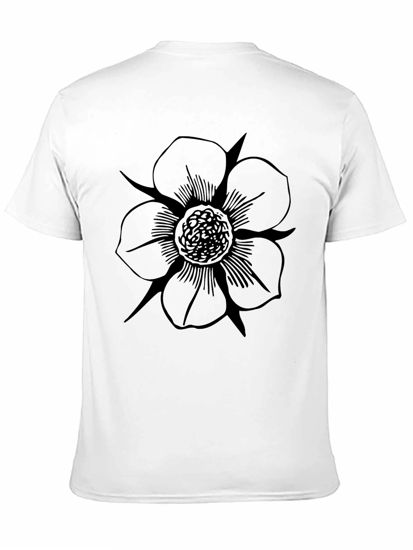 Mens Black T-Shirt with Floral Print