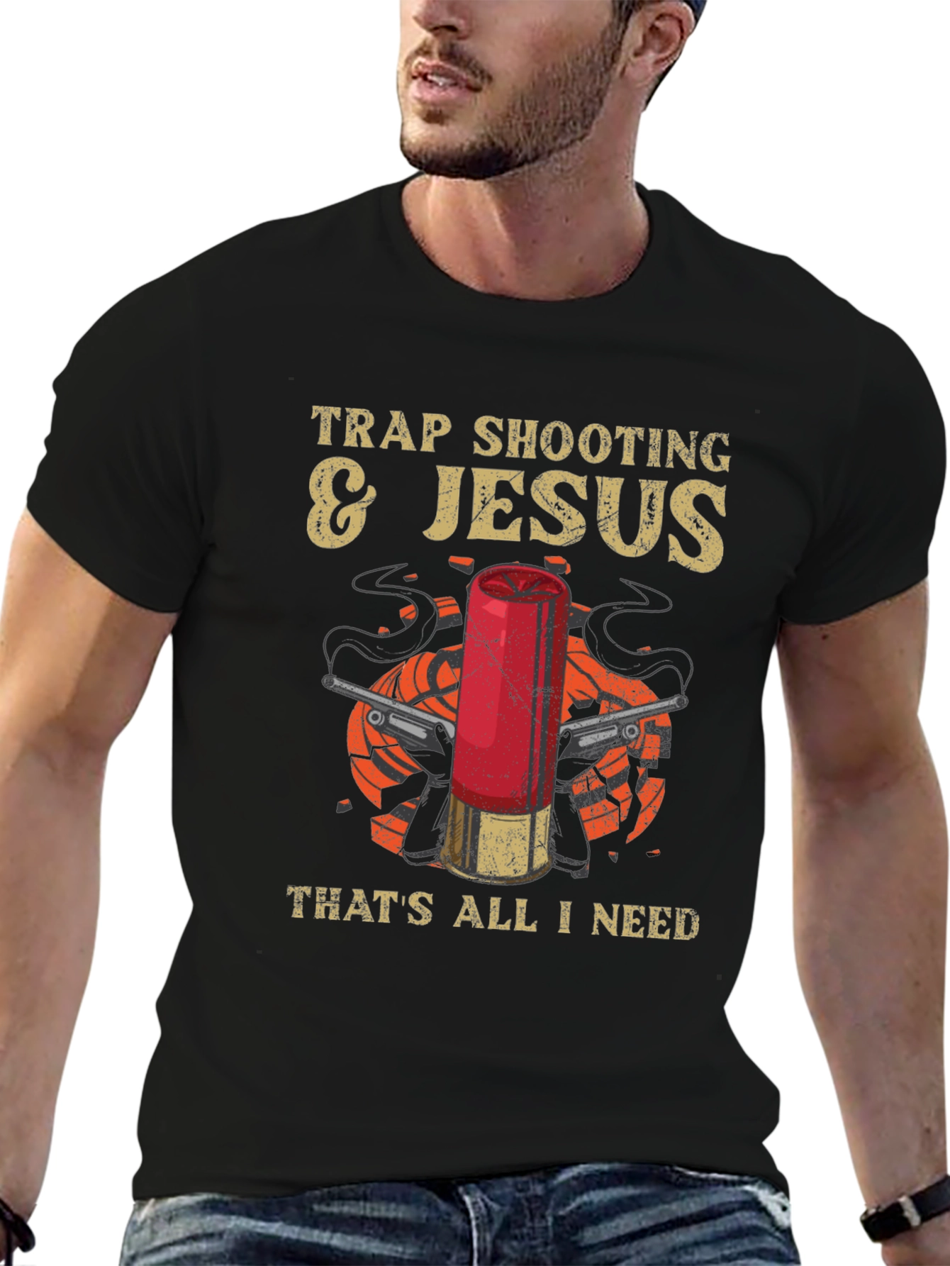 Trap Shooting & Jesus Graphic T-Shirt
