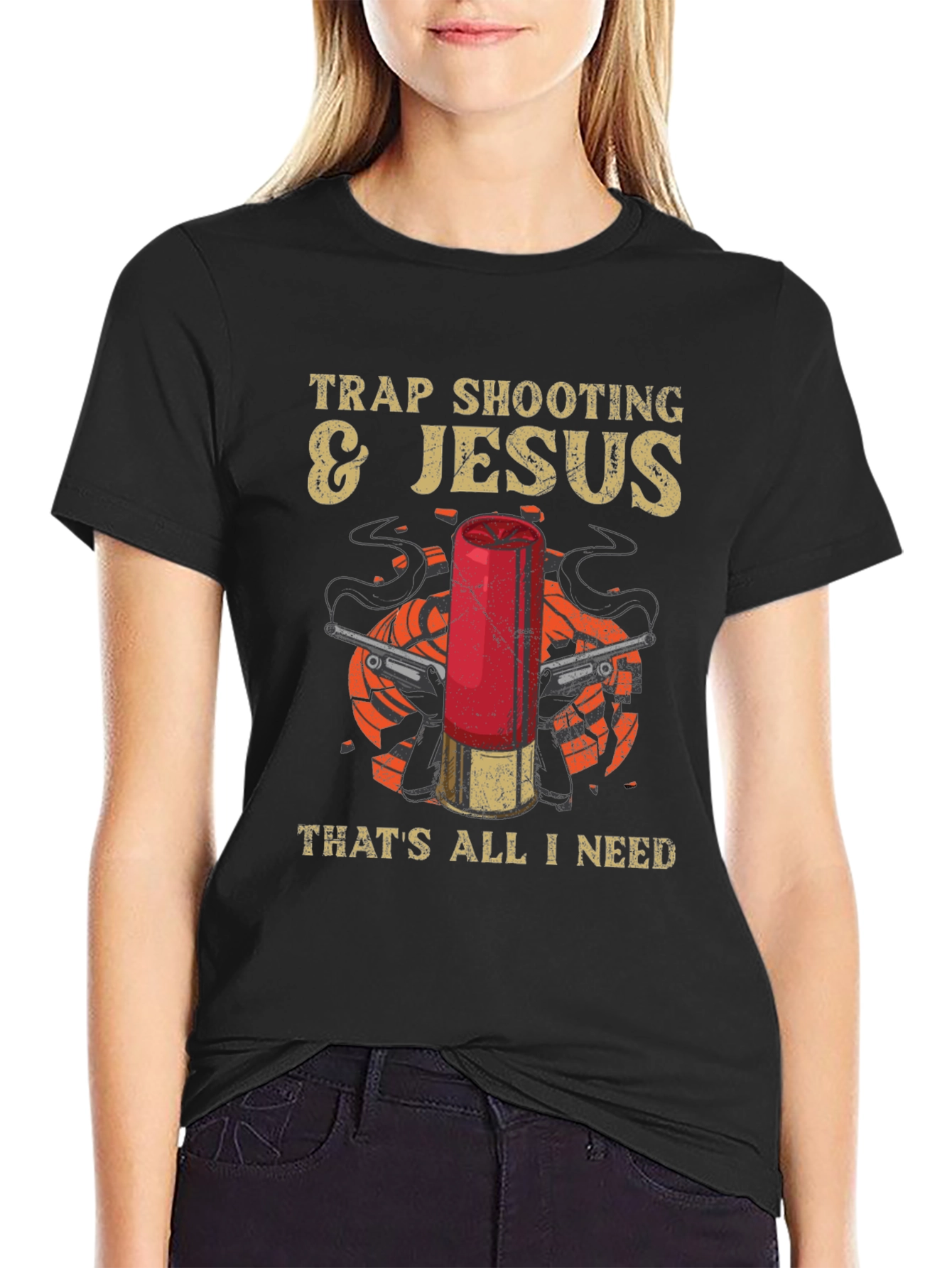 Trap Shooting & Jesus Graphic T-Shirt