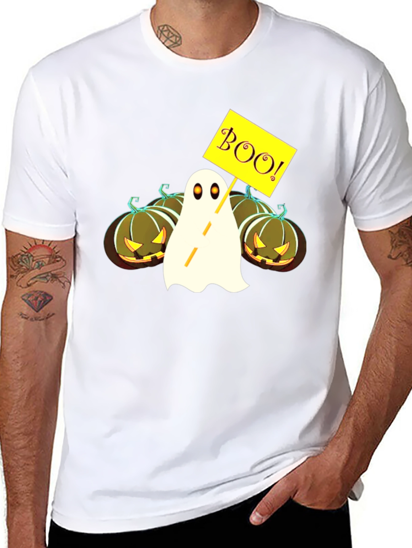 Halloween Ghost & Pumpkin Graphic Tee