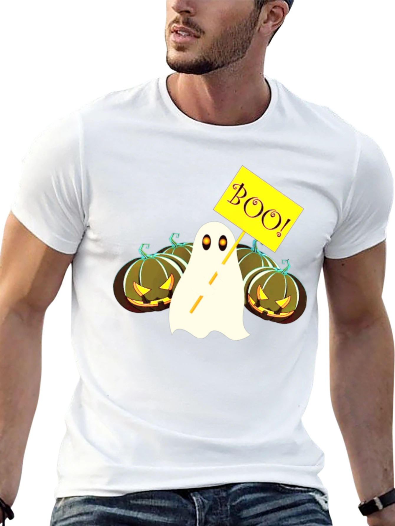 Halloween Ghost & Pumpkin Graphic Tee