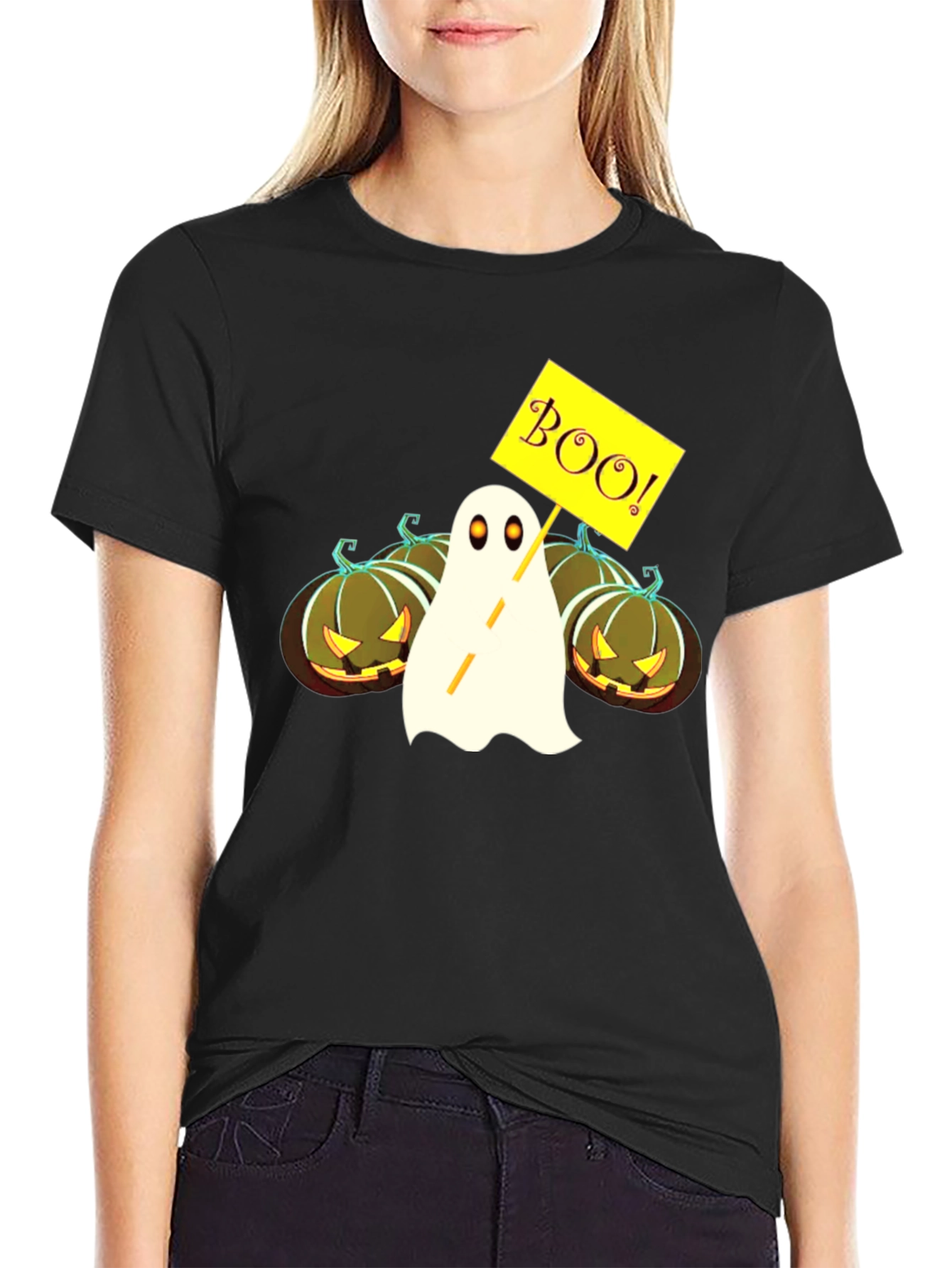 Halloween Ghost & Pumpkin Graphic Tee
