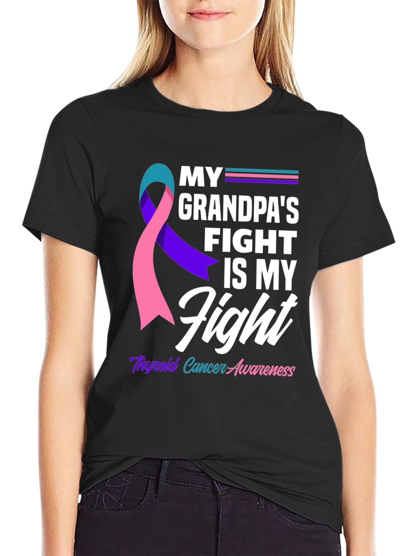 Thyroid Cancer Awareness T-Shirt - Grandpas Fight