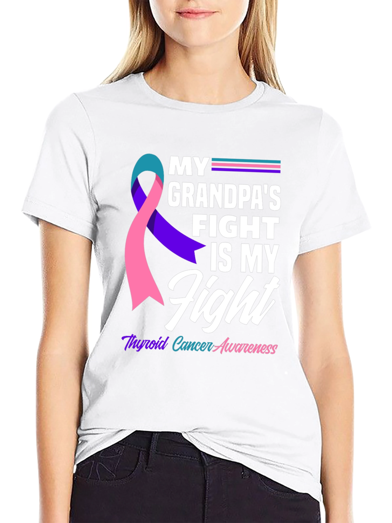 Thyroid Cancer Awareness T-Shirt - Grandpas Fight