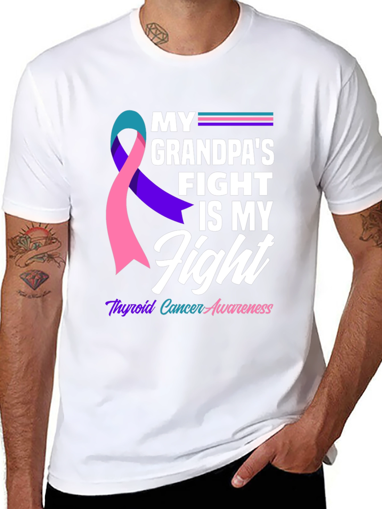 Thyroid Cancer Awareness T-Shirt - Grandpas Fight