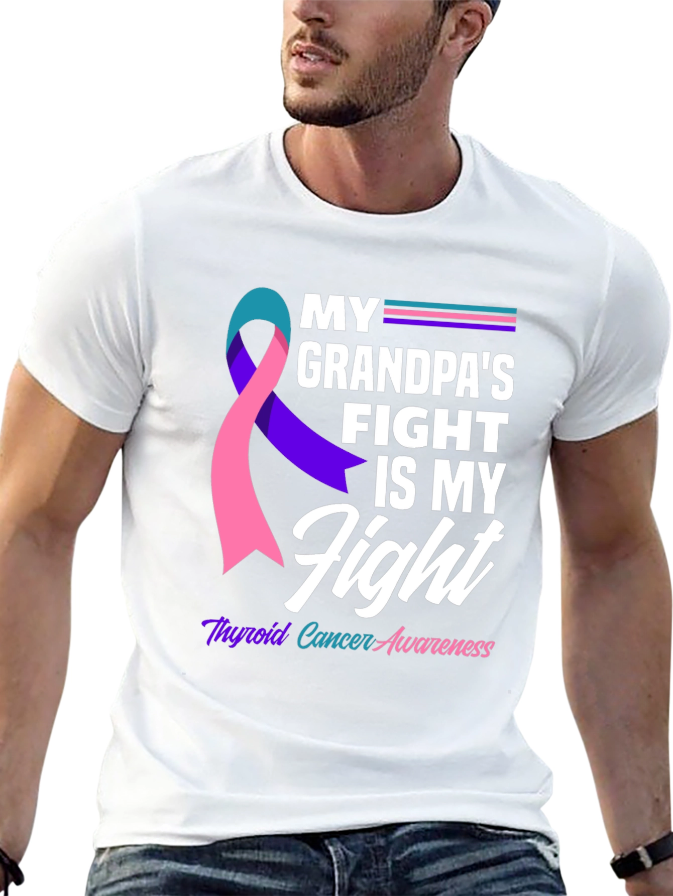 Thyroid Cancer Awareness T-Shirt - Grandpas Fight