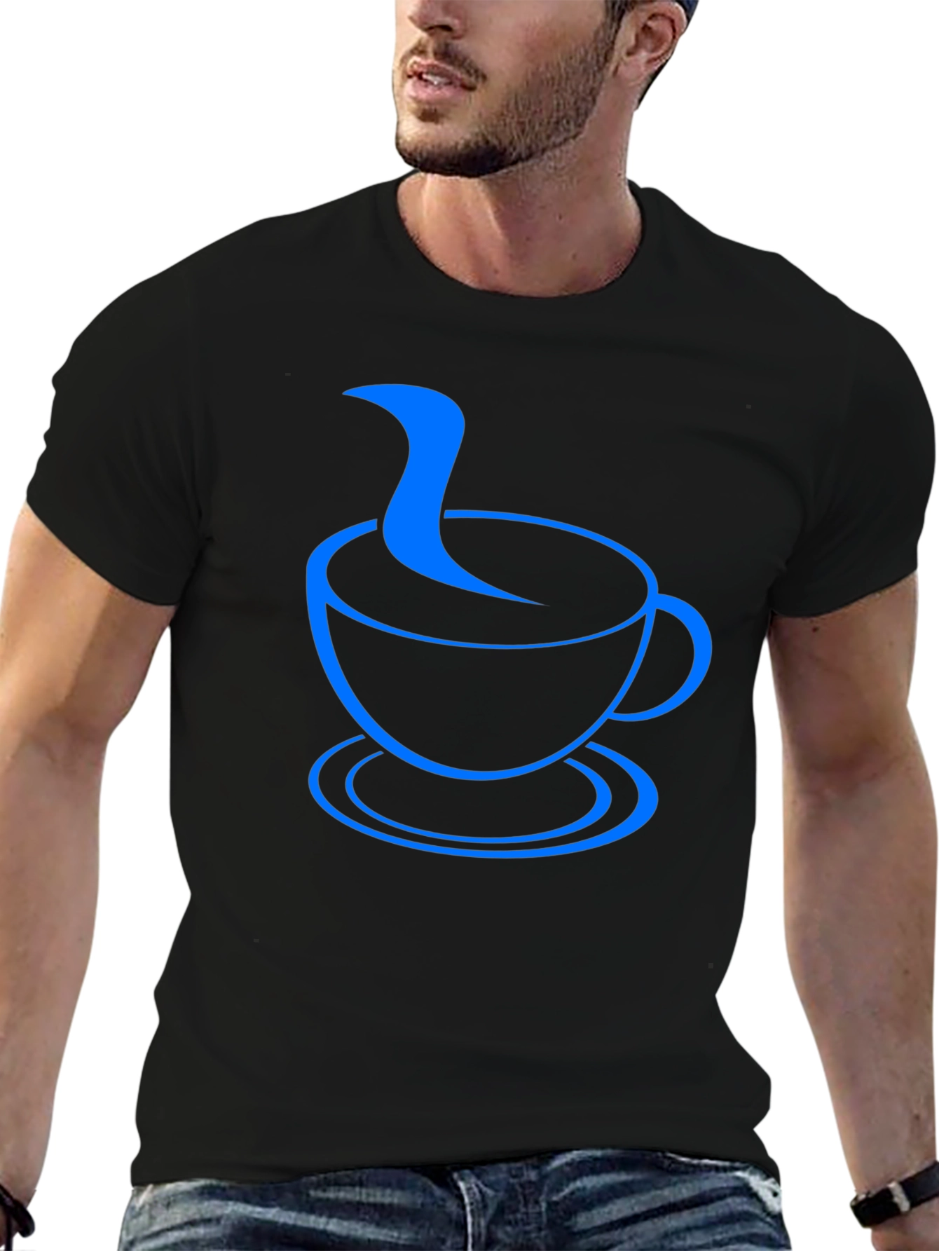 Coffee Cup Graphic Tee - Black Casual T-Shirt