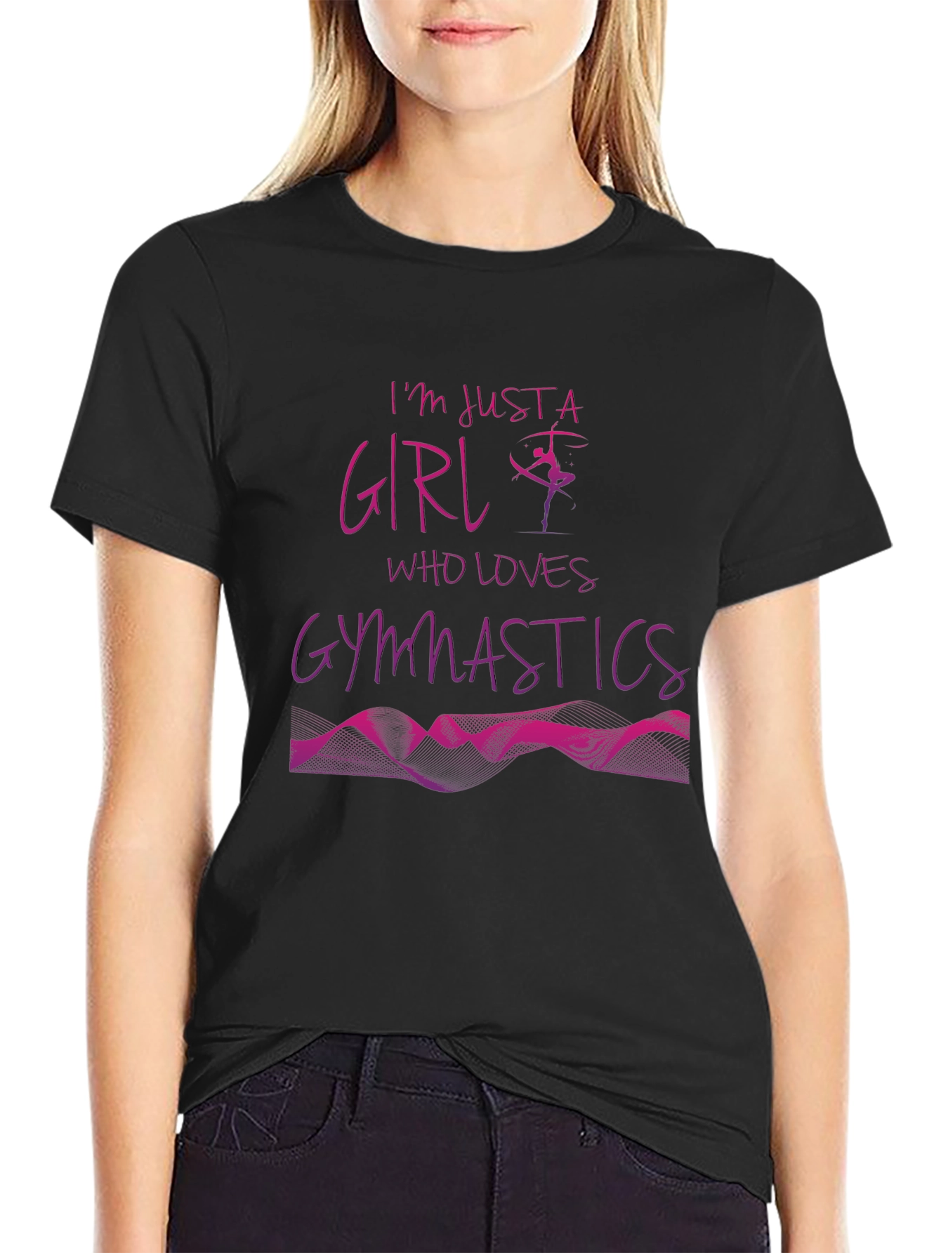Gymnastics Girl T-Shirt - Black Love Gymnastics Tee