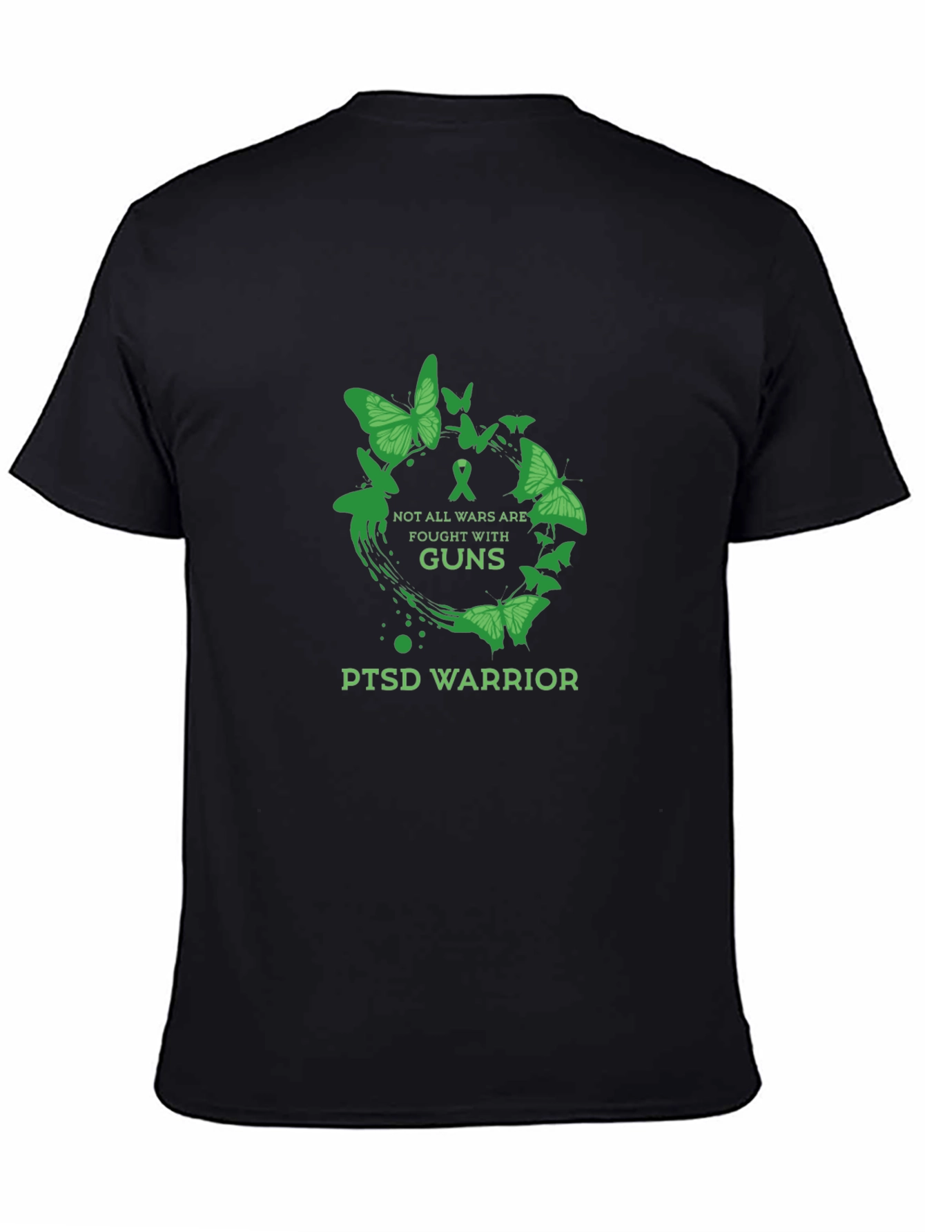 PTSD Warrior T-Shirt - Green Butterfly Design