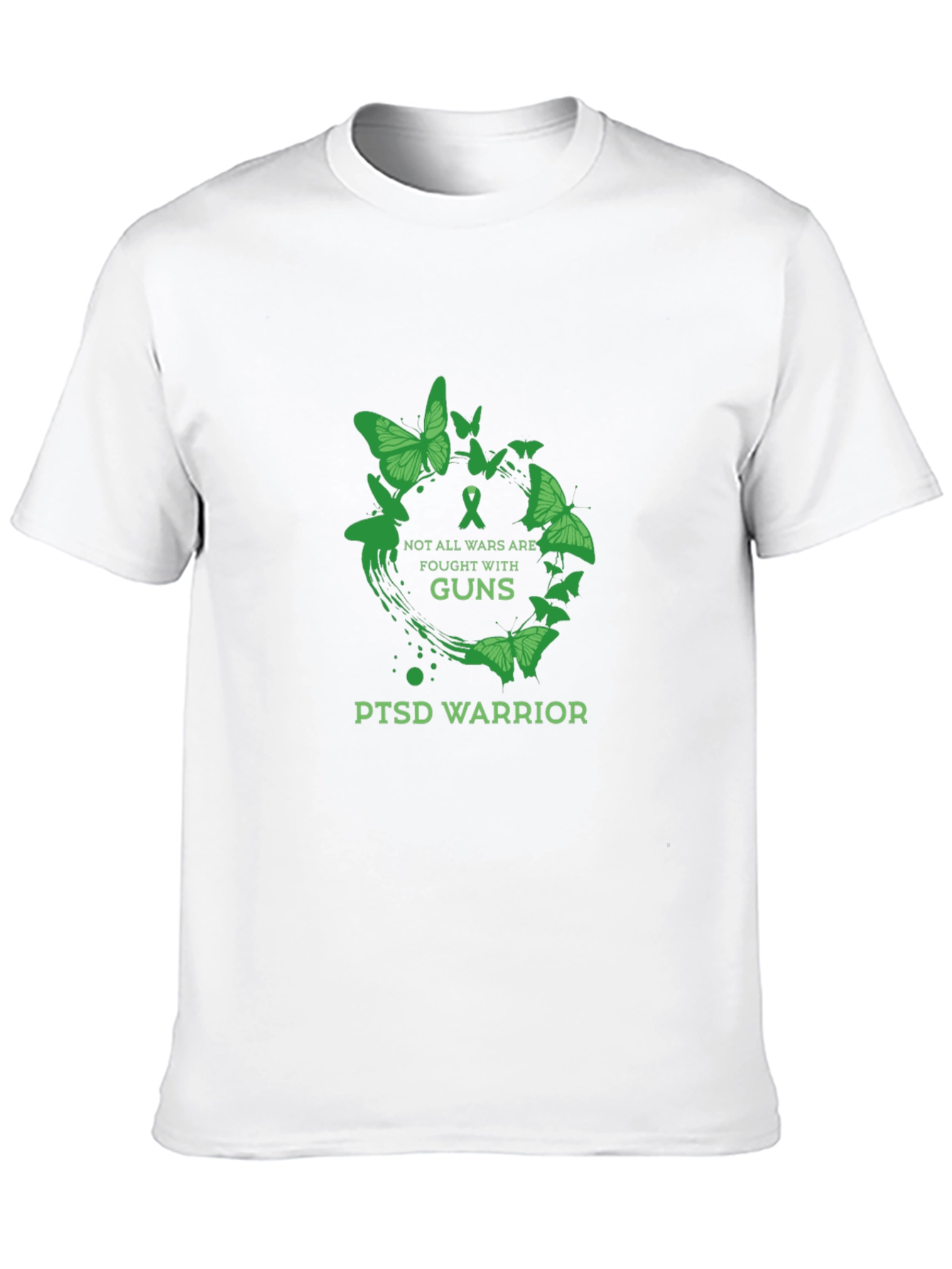PTSD Warrior T-Shirt - Green Butterfly Design