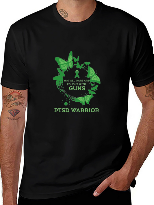 PTSD Warrior T-Shirt - Green Butterfly Design