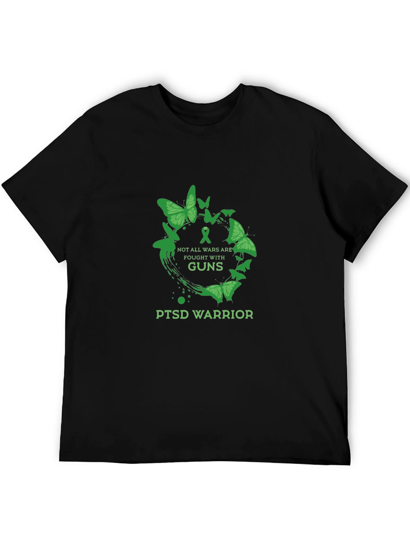 PTSD Warrior T-Shirt - Green Butterfly Design