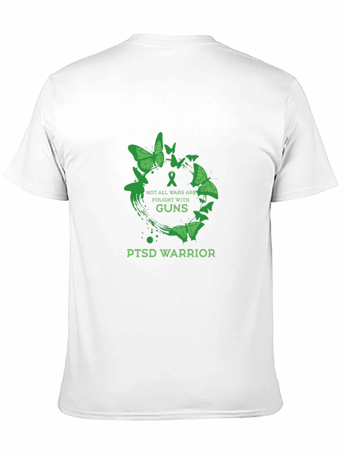 PTSD Warrior T-Shirt - Green Butterfly Design