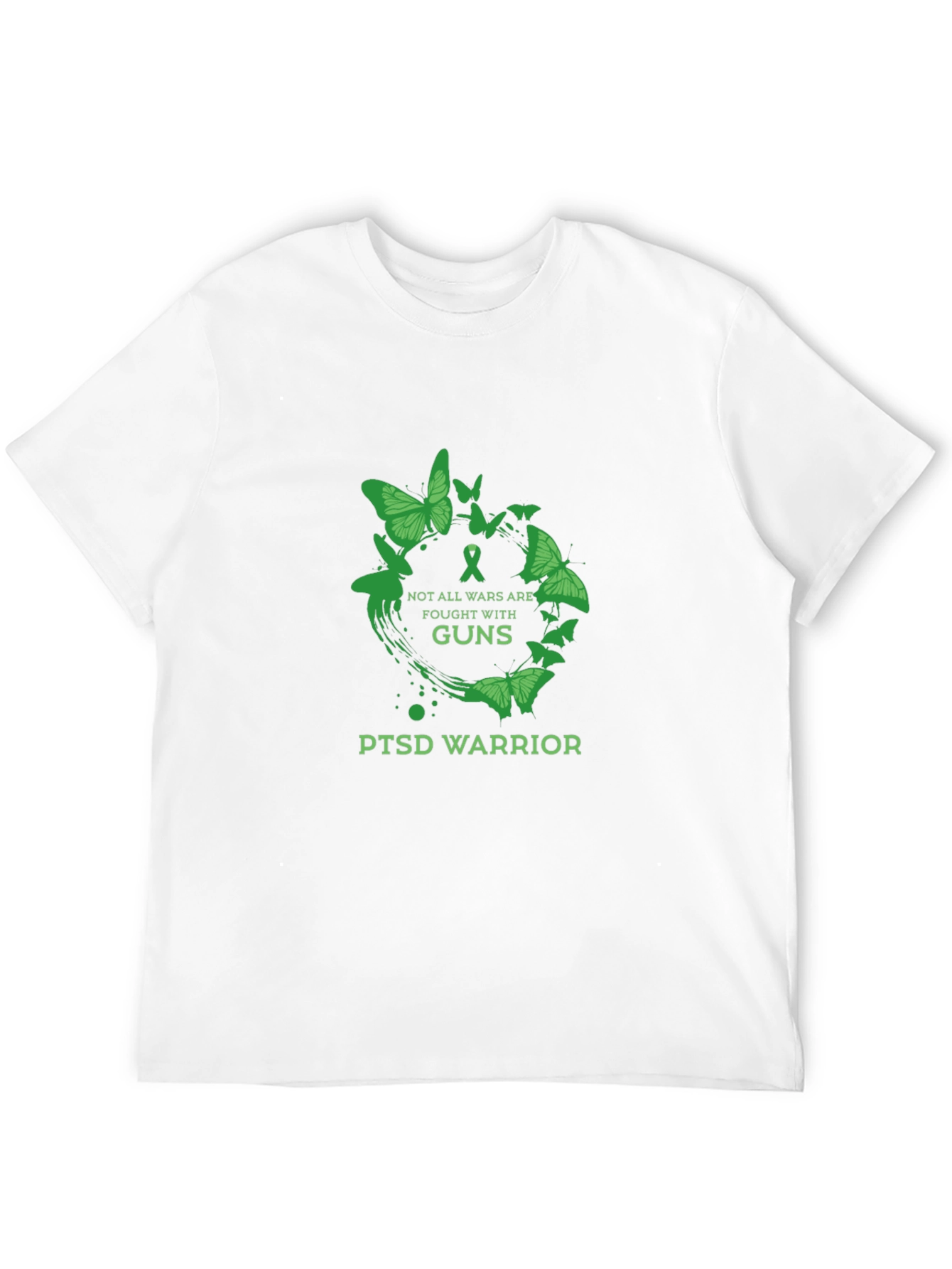 PTSD Warrior T-Shirt - Green Butterfly Design