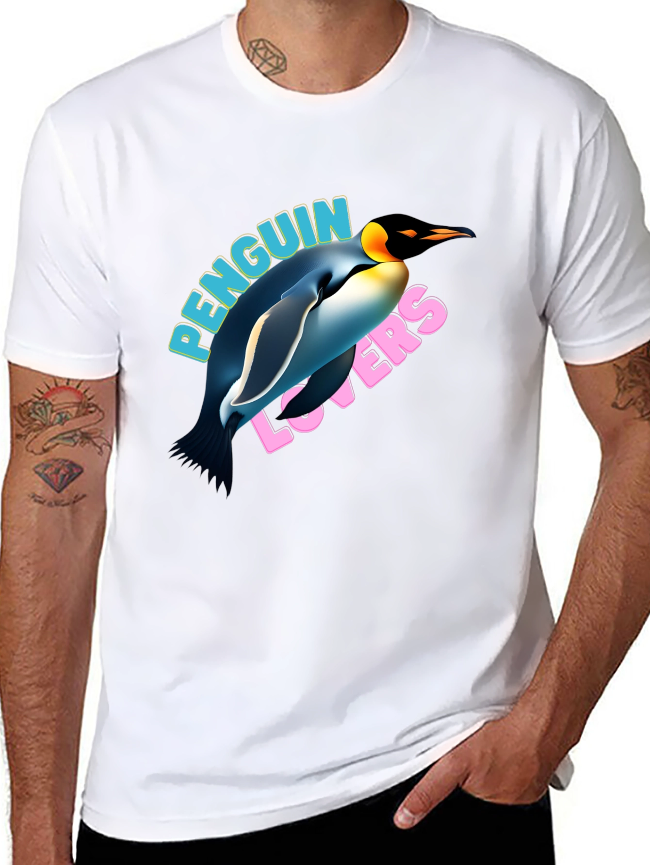 Penguin Lovers Graphic T-Shirt - Black
