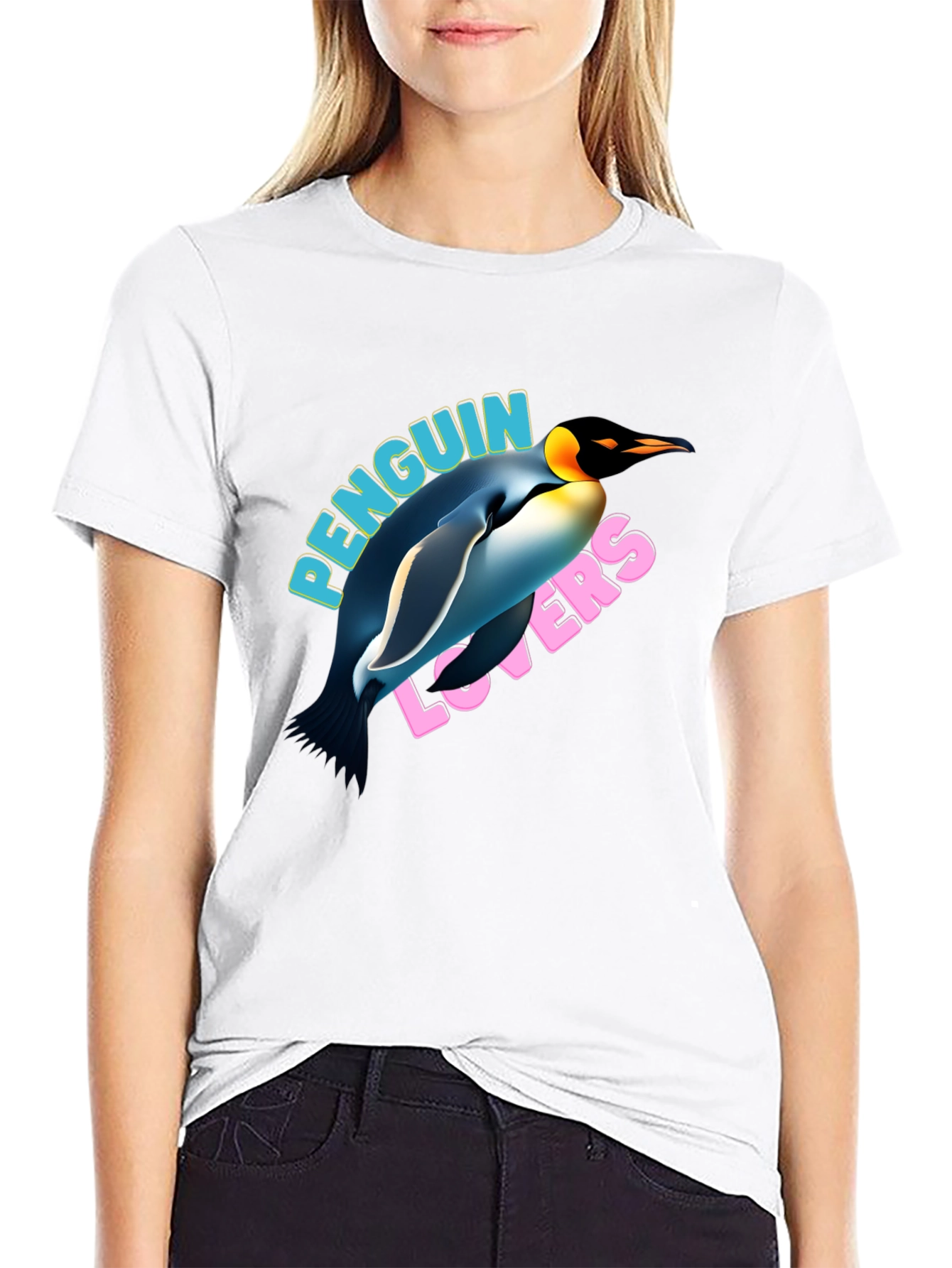 Penguin Lovers Graphic T-Shirt - Black