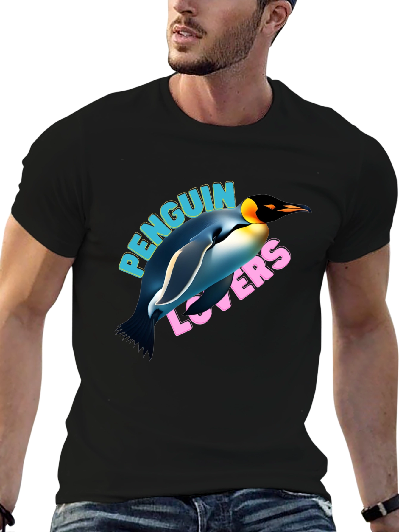 Penguin Lovers Graphic T-Shirt - Black