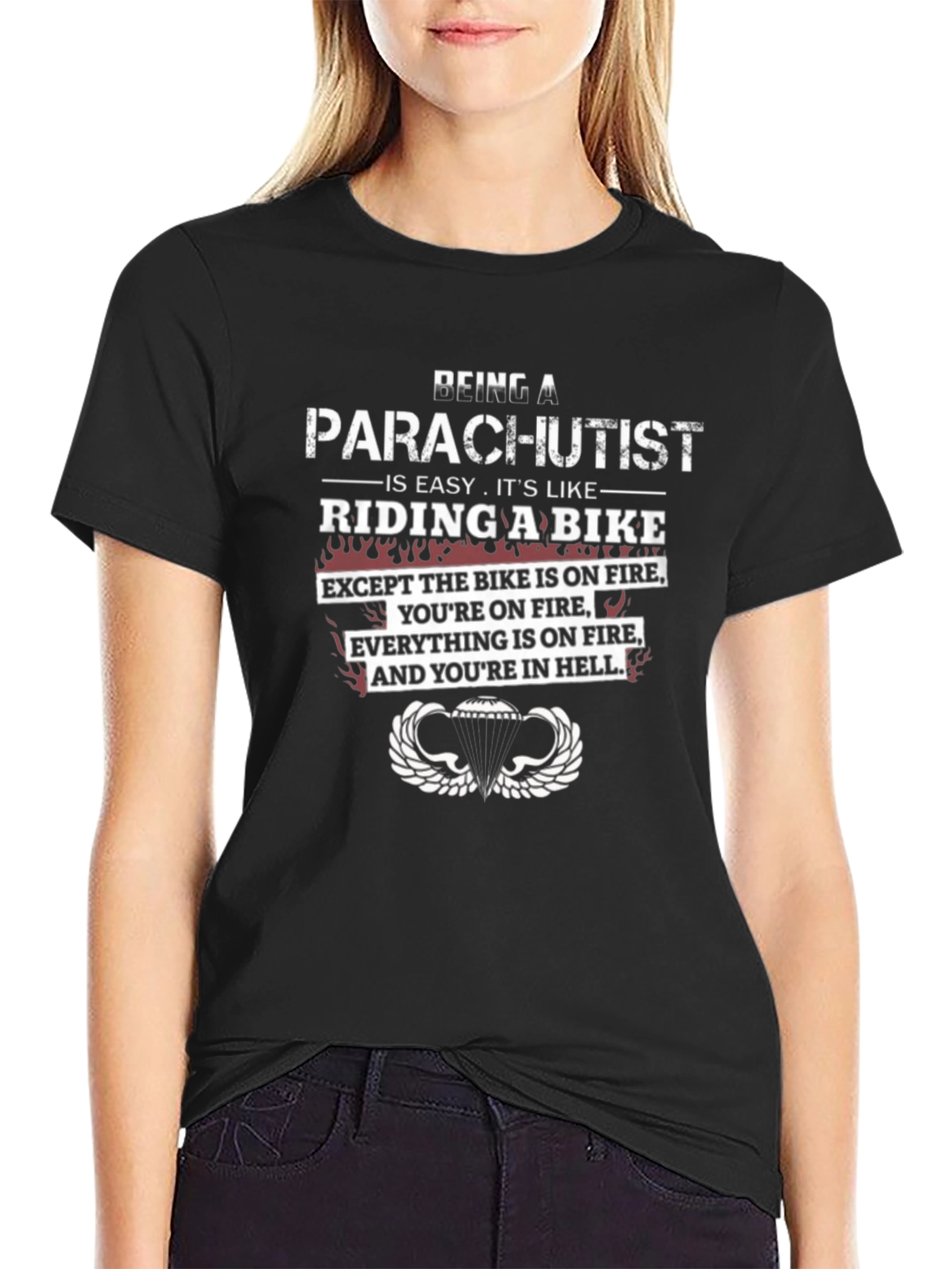 Parachutist Riding a Bike Graphic Tee