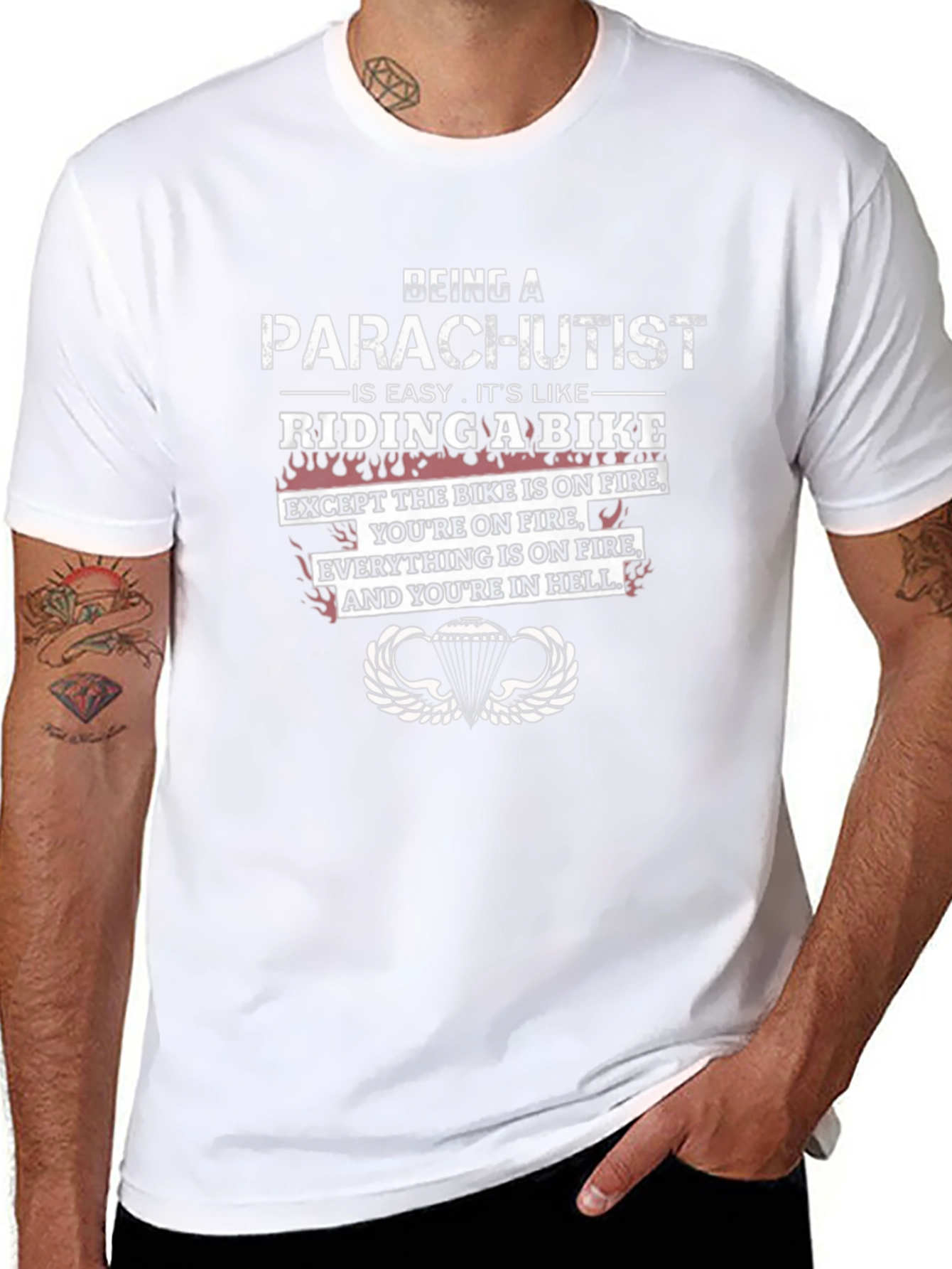 Parachutist Riding a Bike Graphic Tee