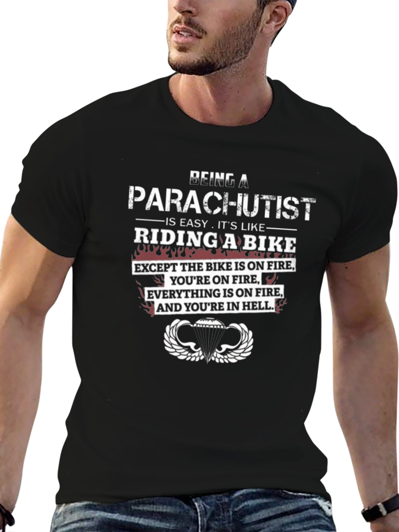Parachutist Riding a Bike Graphic Tee