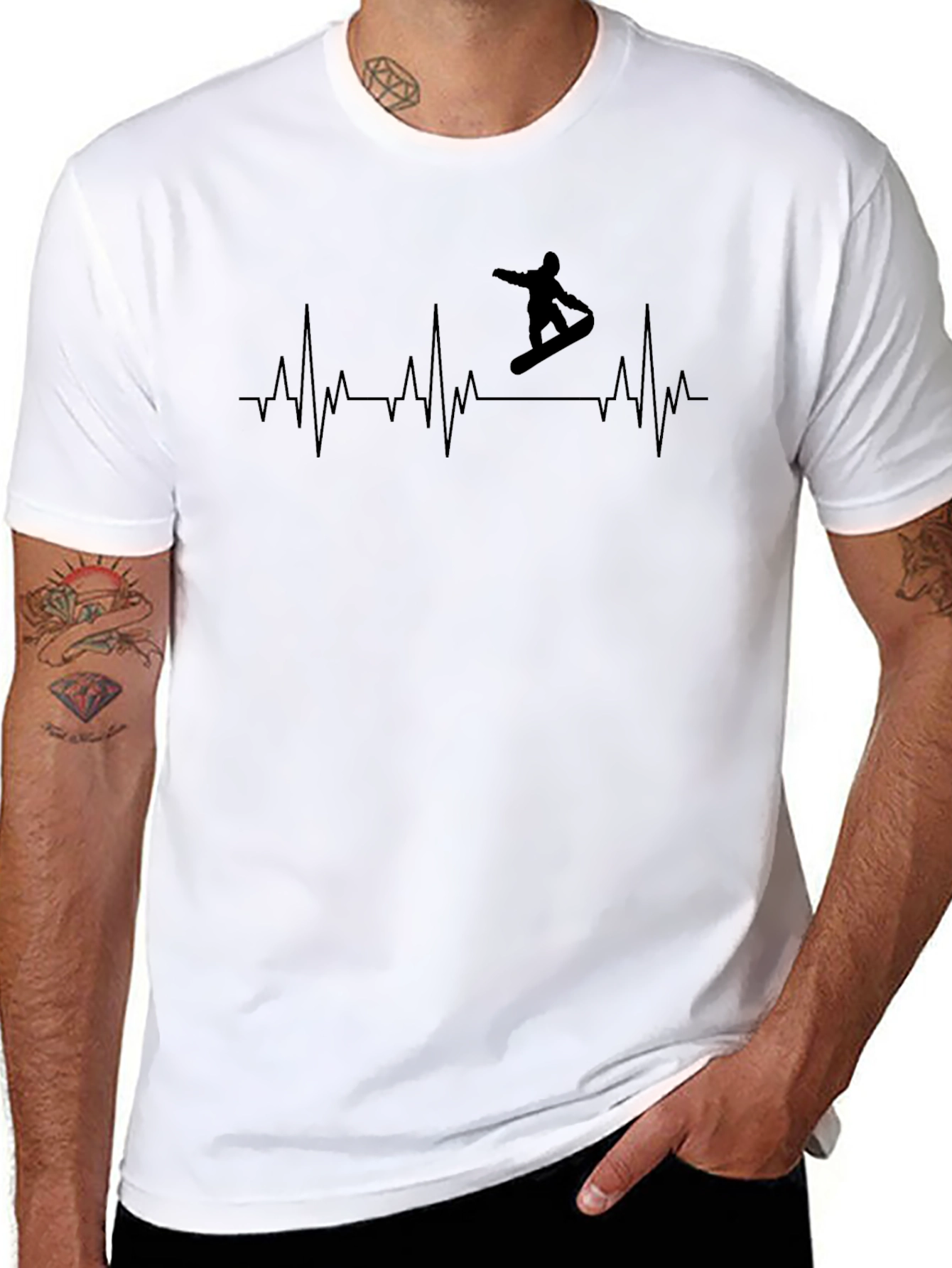 Snowboarder Heartbeat Graphic Tee