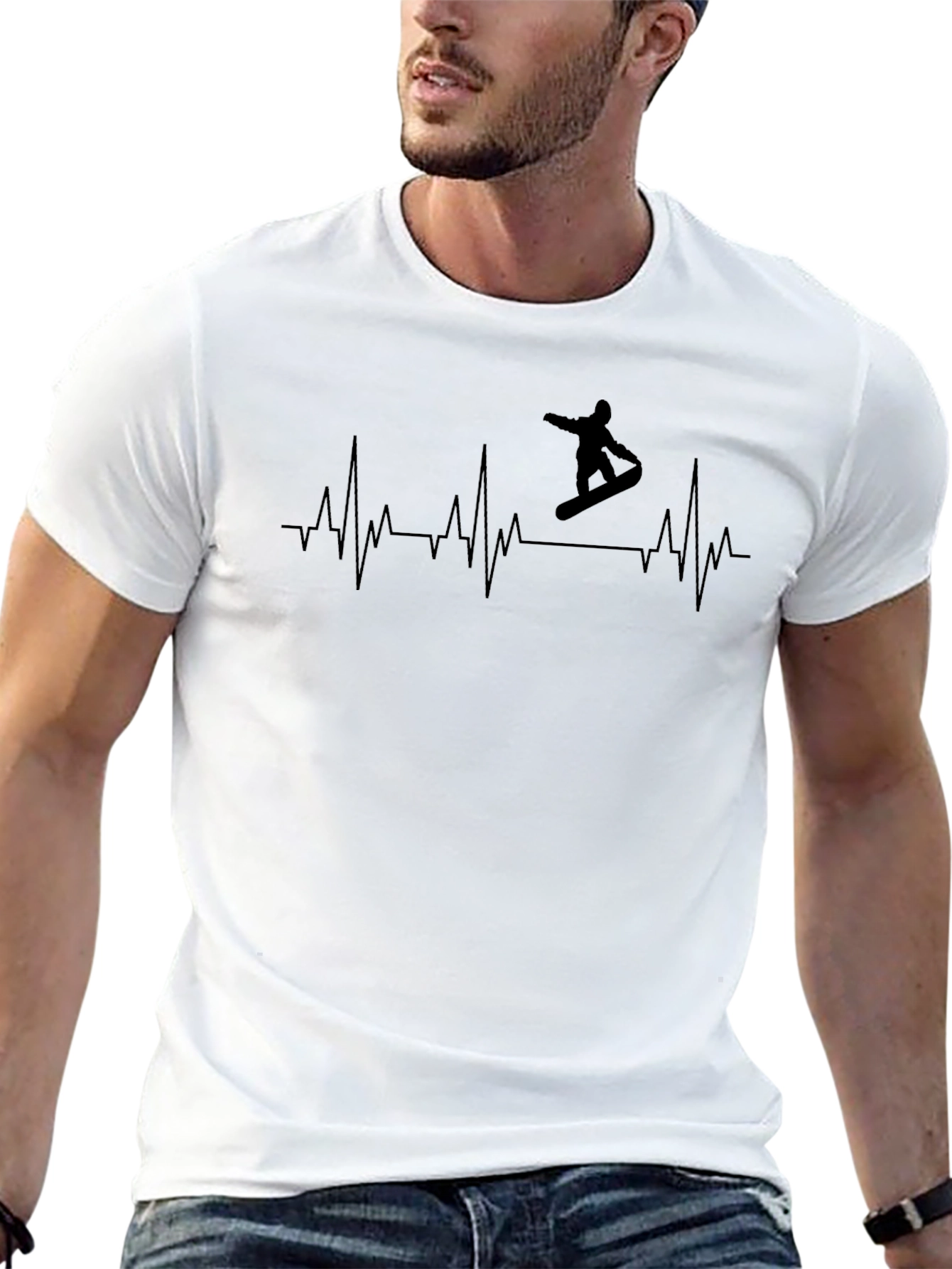 Snowboarder Heartbeat Graphic Tee