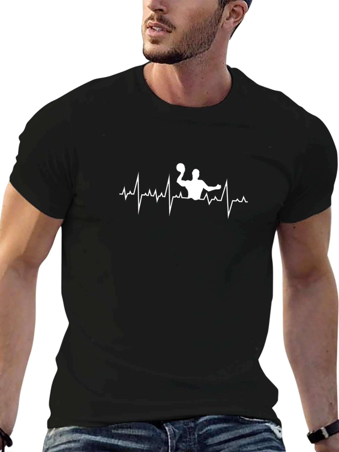 Water Polo Heartbeat T-Shirt - Black