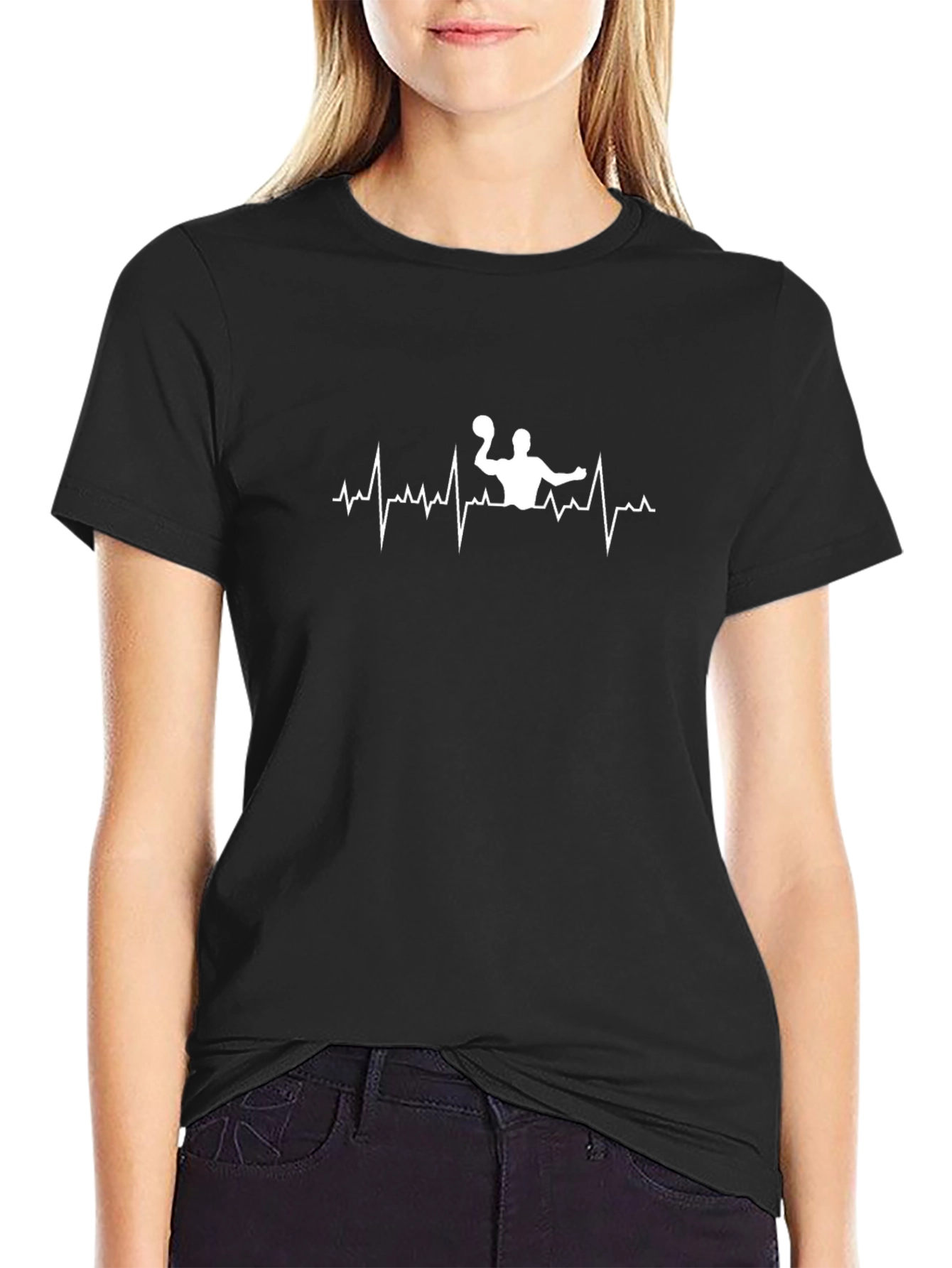 Water Polo Heartbeat T-Shirt - Black