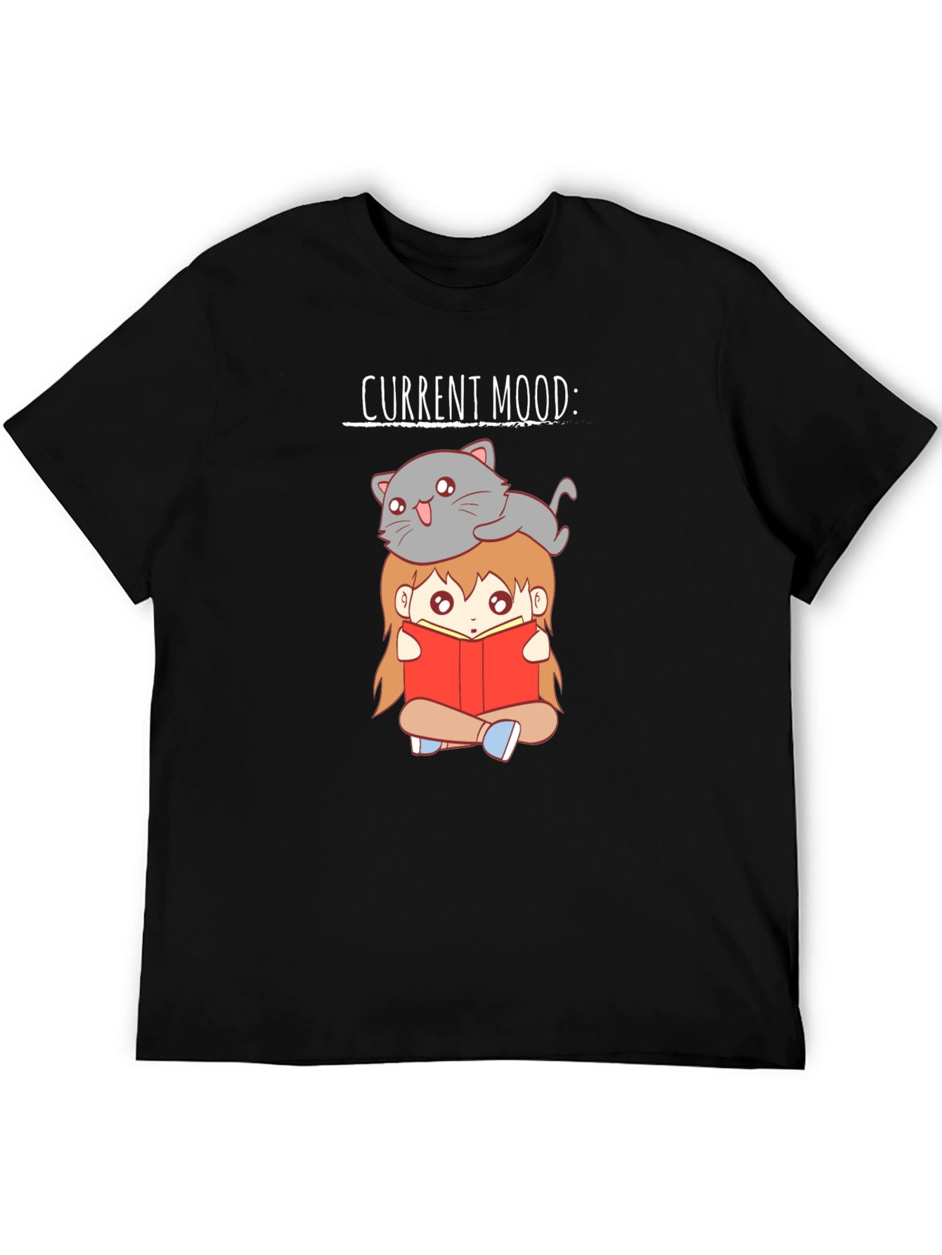Current Mood Cat & Book T-Shirt