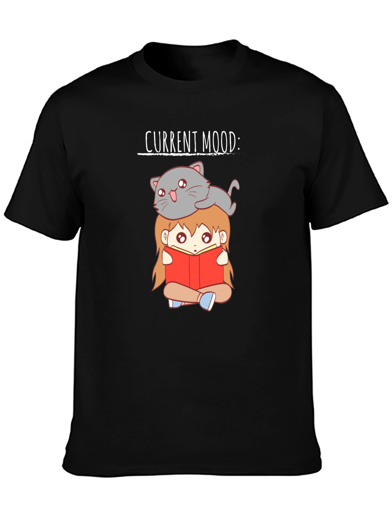 Current Mood Cat & Book T-Shirt