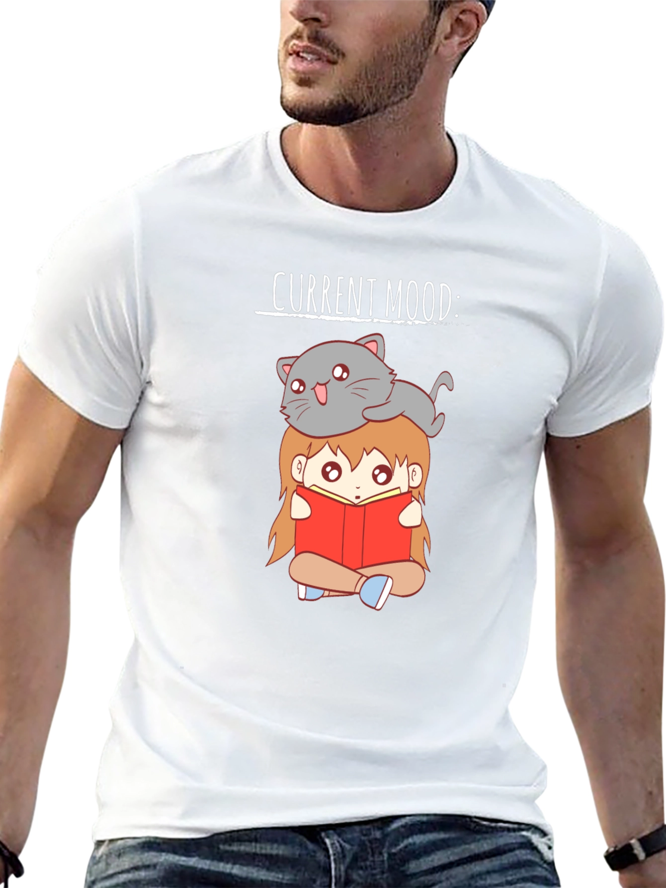 Current Mood Cat & Book T-Shirt