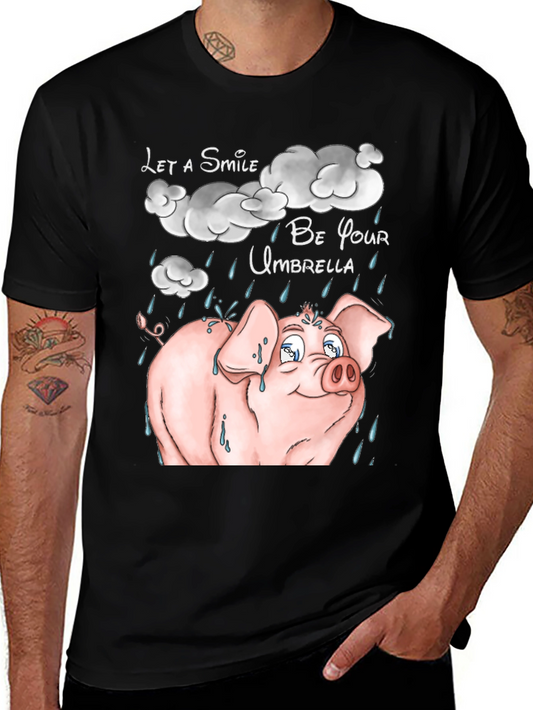 Smiling Pig Rainy Day T-Shirt
