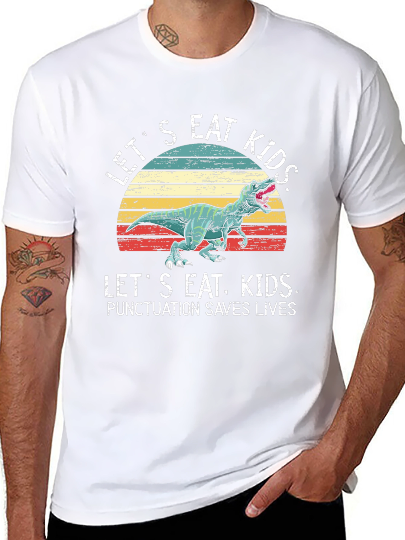 Lets Eat Kids T-Shirt Dinosaur Punctuation Tee