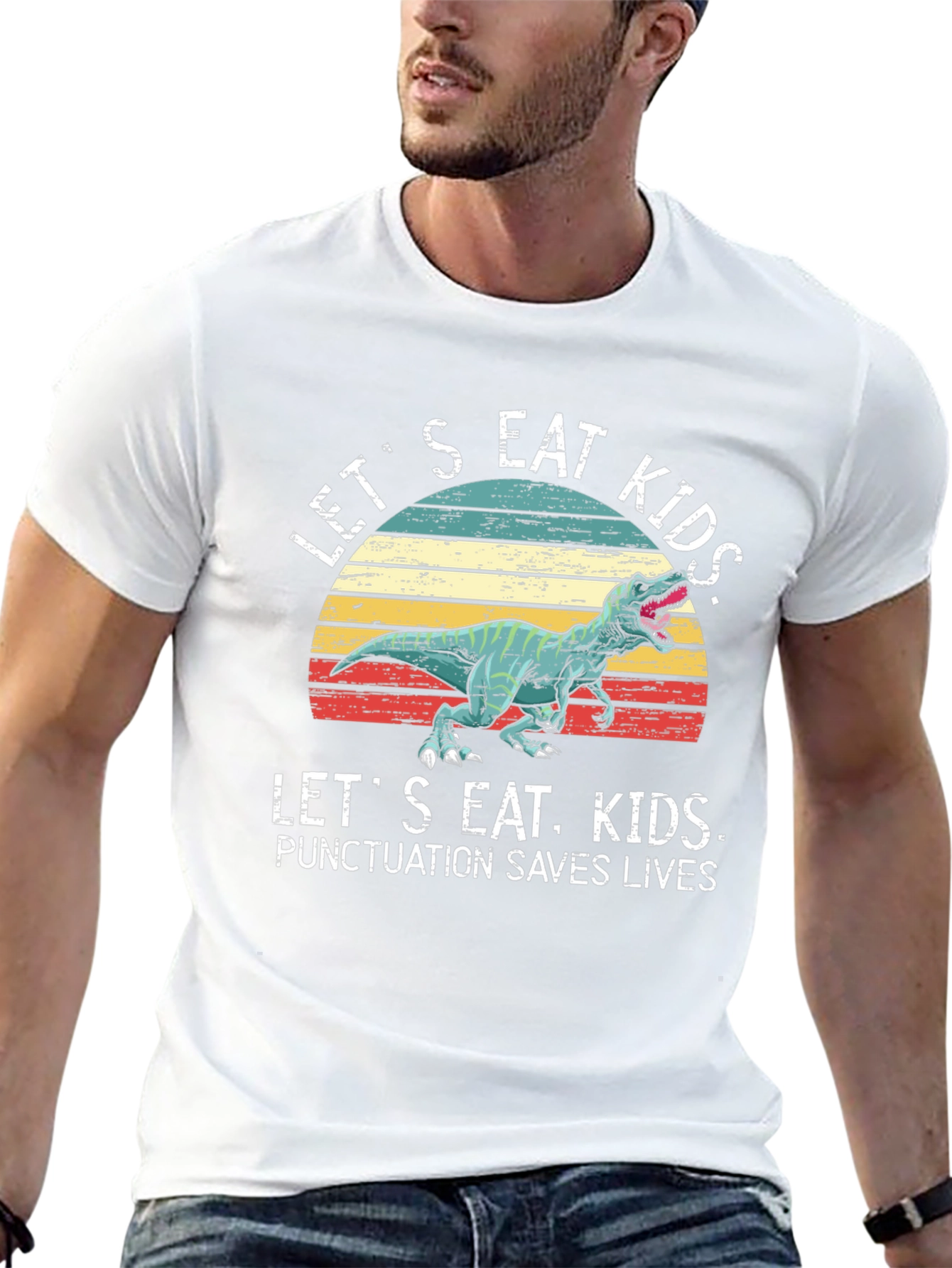 Lets Eat Kids T-Shirt Dinosaur Punctuation Tee